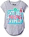 Trolls Girls' Big Girls' Smile Hug Repeat Short-Sleeved Long T-Shirt with Shirttail Hem, Heather Grey, XL