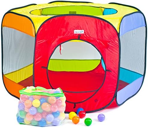 100 Wonder Playball w/ Jumbo Hexagon Play Tent Non-Toxic Crush Proof Quality Phthalates BPA &amp; Lead Free, 6 Colors
