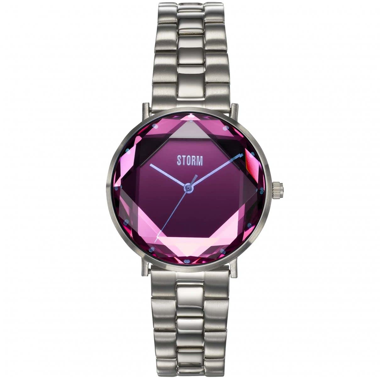 STORM ELEXI Lazer Purple Women's Watch with Unique Cut Glass dial and Two-Tone Brushed/Polished Stainless Steel Strap, Water Resistant to 50m