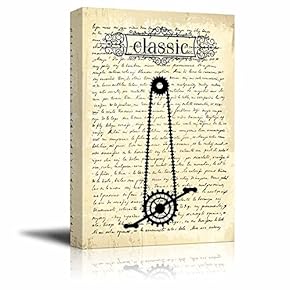 Canvas Wall Art - A Bike Chain on Vintage Style Letter Script Background - Gallery Wrap Modern Home Art | Ready to Hang - 12x18 inches