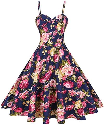 VOGTORY Women's Plus Size Floral Strappy Swing Dress Beach Slip Dress Short Braces Skirt