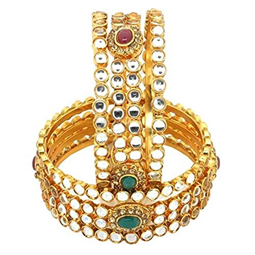 YouBella Ethnic Bollywood Gold Plated Kundan Bracelets Bangles Jewellery for Women and Girls (6.3)