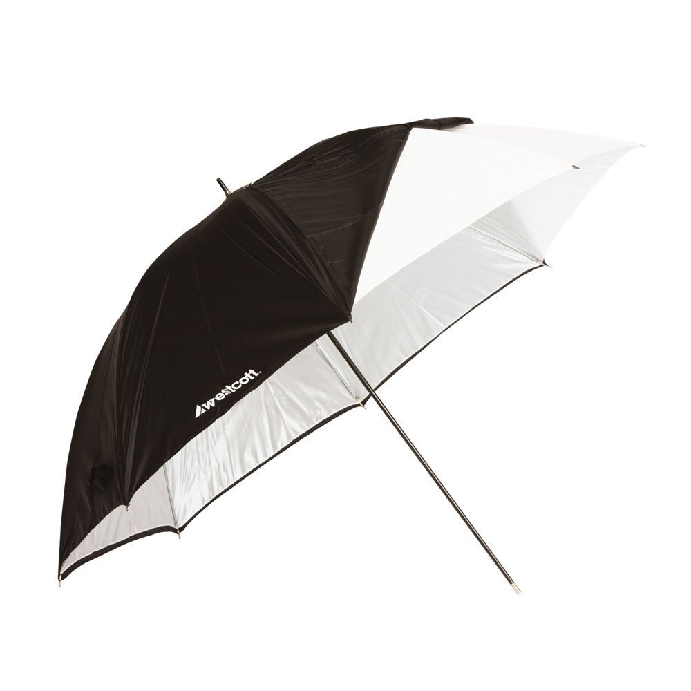 Westcott 2012 32 inch Optical White Satin with Removable Cover Umbrella - Black