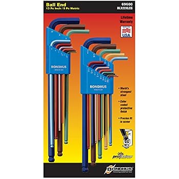 Set Chiavi Esagonali Bondhus 20399 | Metriche E Imperiali | Punta Sfera | GoldGuard + BriteGuard