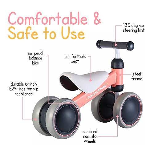 Ashtonbee Baby Balance Bike - Indoor Outdoor Pink Bicycle for Children Ages 10-24 Months - Thumbnail 3