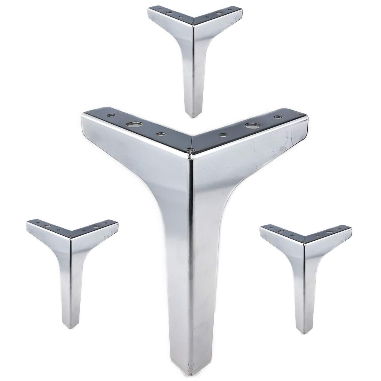 Eidoct 6.7" / 17cm Furniture Legs,Modern Style Furniture Sofa Legs Metal Silver Triangle Feet for Table Cabinet Cupboard Sofa, Polished Chrome — image 1