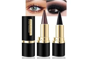 Kaely 2Pcs Black Brown Gel Eyeliner Pencil Set,Natural Cream Eye Liner Waterproof Smudge Proof,Cat Eye Black Smokey Eyeshadow Palette Stick,Goth Halloween Makeup,delineador de ojos contra el agua