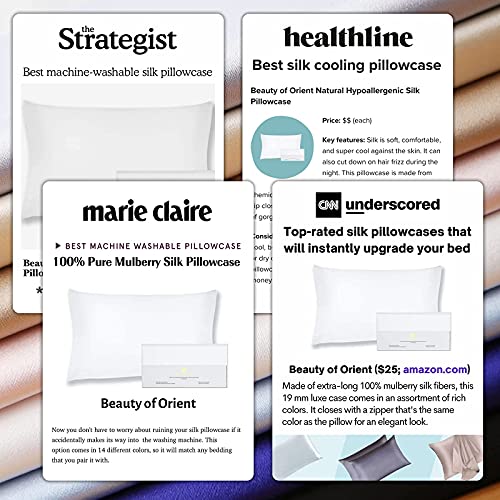 BEAUTY OF ORIENT 25 Momme, 100 Pure Mulberry Silk Pillowcase for