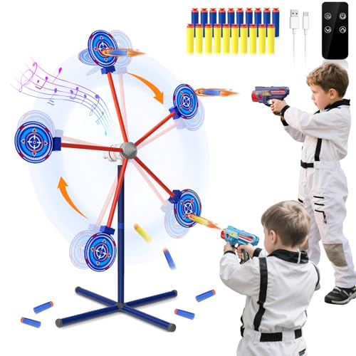 DX DA XIN Rotary Shooting Target Games for Children Includes 2 Pistols Toys 20 Foam Darts Outdoor Garden Toys Gifts for Boys 4 5 6 7 8 9 10 Years Old