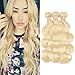 FASHION QUEEN Hair 613 Blonde Hair Bundles, Silk Body Wave Brazilian Virgin Hair, Honey Blonde Unprocessed Human Hair Weave 1 Bundle 100g 21 Inch