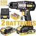 Cordless Drill, 20V Drill Driver 2x2000mAh Batteries, 530 In-lbs Torque, 24+1 Torque Setting, Fast Charger 2.0A, 2-Variable Speed, 33pcs Accessories, 1/2" Metal Keyless Chuck, Upgraded Version