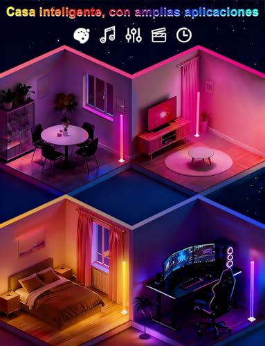 Eleganted RGBIC Barras de luz LED 2Pack, Luces para juegos, retroiluminación de TV con Aplicación Control y Control Remoto con modos de escena y modos de sincronización de música para juegos, PC, TV