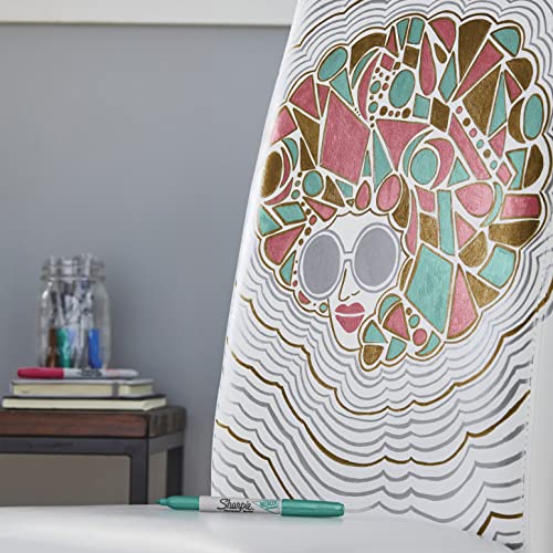 SHARPIE 39109PP Metallic Permanent Markers, Fine Point, Silver, 4 Count