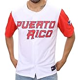 Puerto Rico Baseball Jersey #12 – Red and White Embroidered Button-Up Sports Shirt Short Sleeve Unisex
