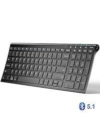 iClever Teclado Bluetooth, teclado inalámbrico portátil, teclado BT inalámbrico ultrafino recargable con teclado numérico, diseño ergonómico, conexión estable de tamaño completo para Windows, iOS y Android
