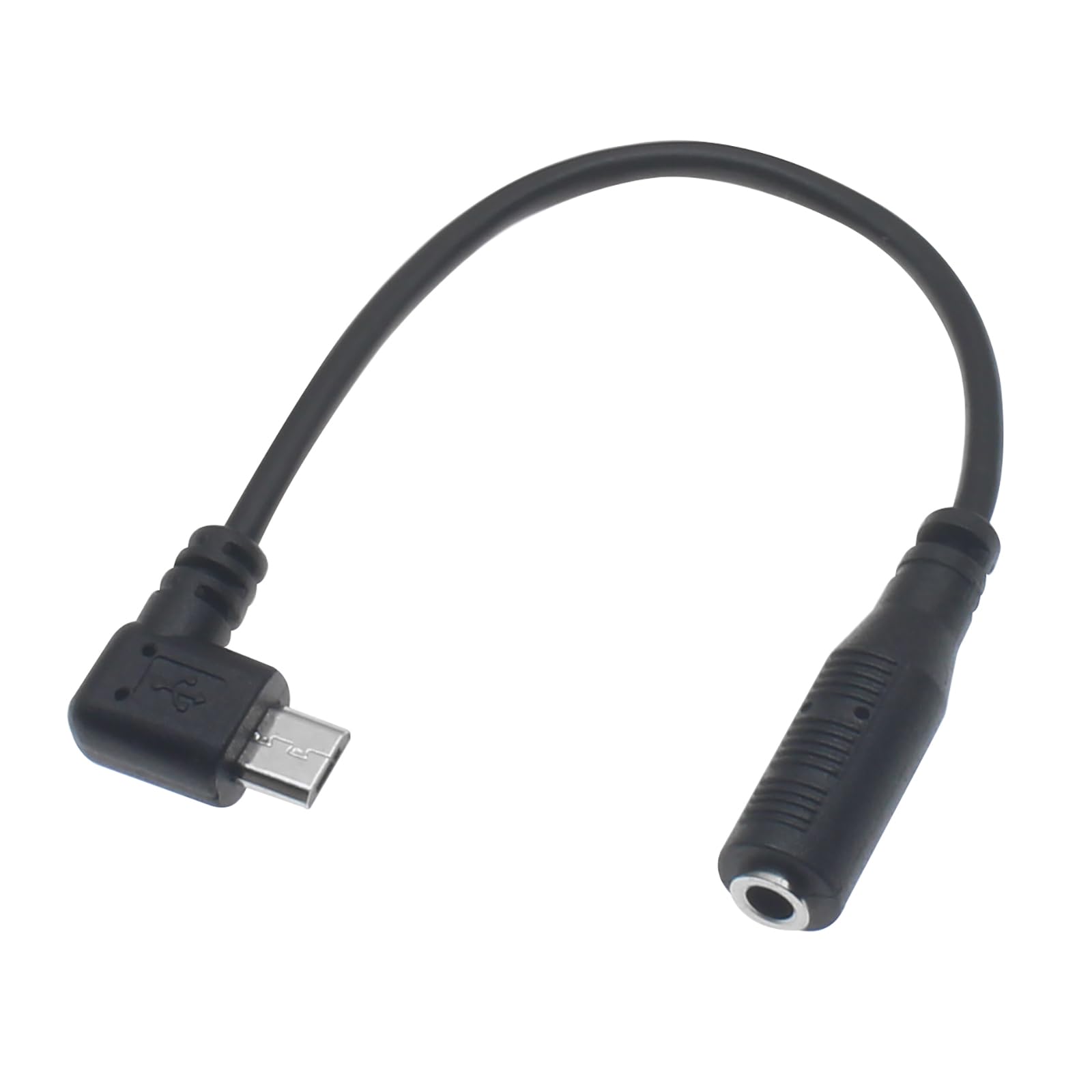 Photo 1 of FDXGYH 1pcs Micro USB to 3.5mm Jack Audio Adapter Cable Right Angled 3.5mm Female to 5 pin Mini USB Male Microphone Adapter Cable(Black)