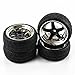 SkyQ 5 Spoke RC 1/10 Scale Car On Road Tires Tyre and Wheel Rims Black Plated 4pcs