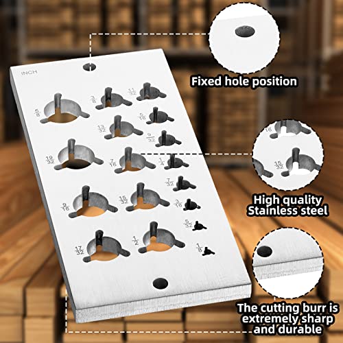 Therwen 2 Pieces Steel Dowel Plate, Dowel Maker, Doweling Plate with