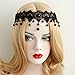 Joyci Women's Exotic Style Black Lace Pearl Hair Bands Forehead Jewelry