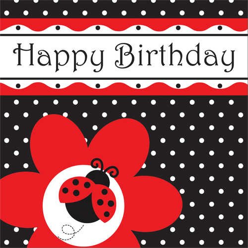 16-Count Paper Lunch Napkins, Ladybug Fancy Happy Birthday