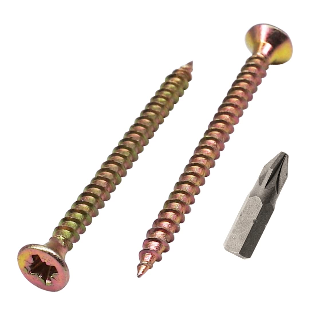 (Pack of 300 pcs) Yellow Zinc Plated Steel 3.5 x 45 mm Wood Screws, Chipboard Screws, Universal Pozi-Drive Screw, Countersunk Head (300, 3.5 x 45 mm)