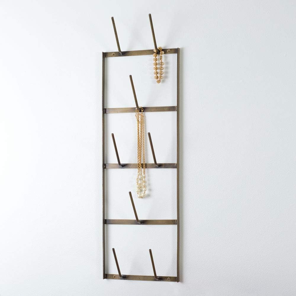 Antique Brass Industrial Loft Urban Farmhouse Wall Mount 8 Arm Bottle Tree Glass Drying Mug Dryer Rack