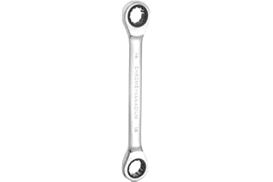 HARFINGTON Double Box End Ratcheting Wrench 14mm-15mm CR-V Steel Metric 12 Point Ratchet Wrench Mirror Chrome Plating Box End