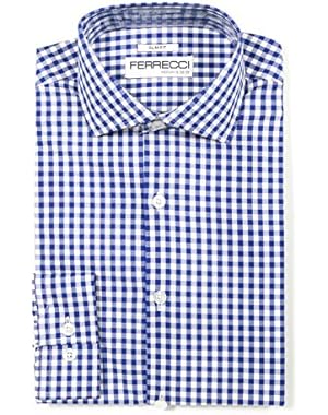 Mens Slim Fit Cotton Gingham Check Dress Shirts