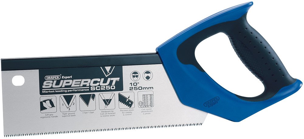 Draper 49281 Supercut 11TPI/12PPI Soft Grip Hardpoint Tenon Saw, 250mm