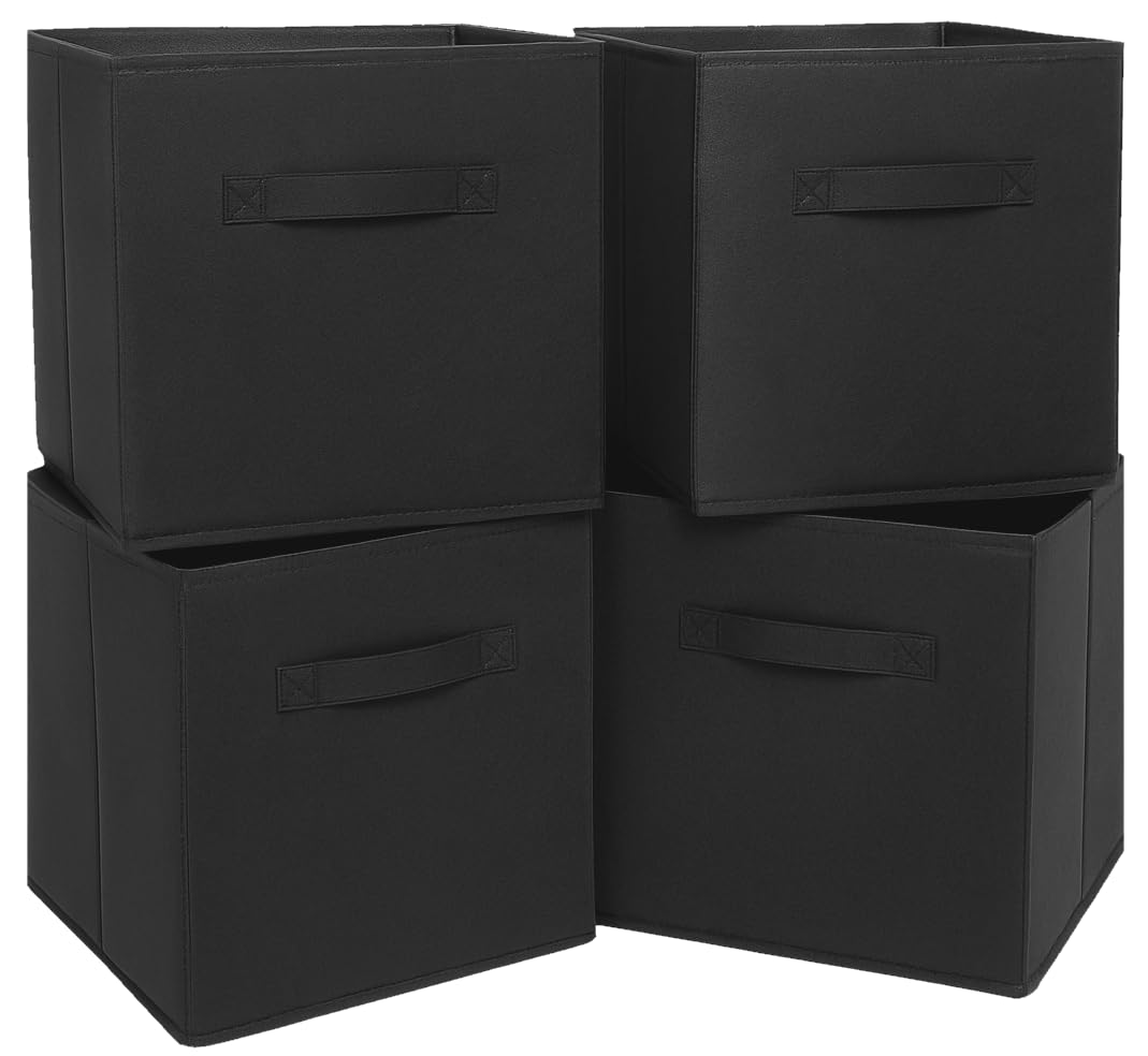 Clay Roberts Storage Cubes, Storage Boxes, Pack of 4, Black, Fabric Basket Set for Storage Units, 25cm x 25cm x 25cm, Black Baskets, Boxes, Box, Unit Cubes โ image 1
