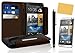 Tradekmk(TM) Wallet Style Stand Leather Case Cover with Strap for HTC One M7, with Free Screen Protector and Stylus