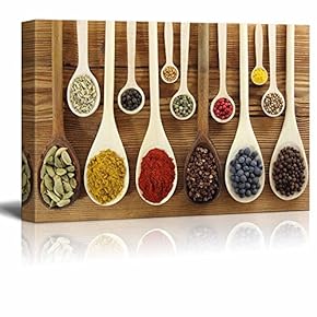 Colorful Spices in Wooden Spoons Wall Decor