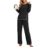 PrinStory Women's Pajama Set 2025 Lounge Sets Long Sleeve Sleepwear Soft 2 Piece Pjs with Pockets