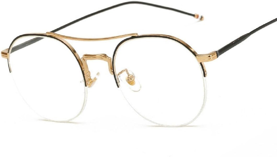 YABINA Oversized Round Metal Frame Clear Lens Glasses