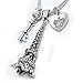 Godyce Heart Key Crown Eiffel Tower Pendant Necklace Women Gril - Stainless Steel Silvering