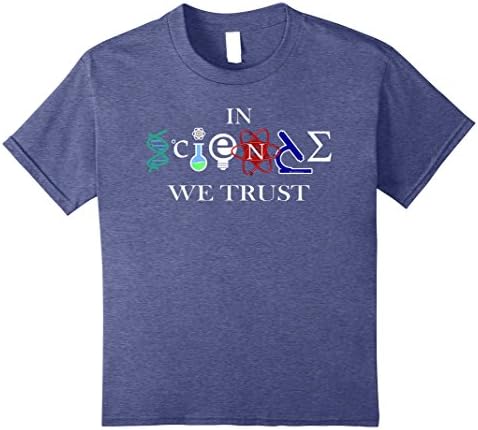 unisex-child In Science We Trust Cool T-Shirt Funny Atheist Logo 8 Heather Blue
