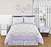 Sweet Jojo Designs Damask Print Window Valance for Girls Lavender, Gray and White Avery Teen/Kids/Children's Bedding