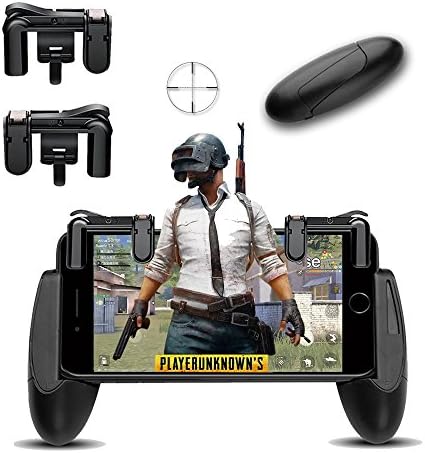 Mobile game controller, 1 pair of survival game triggers and 1 pair of mobile game controllers, suitable for Knife Out / PUBG / survival rules, mobile gamepad for 4.5-6.5 inch Android IOS phone