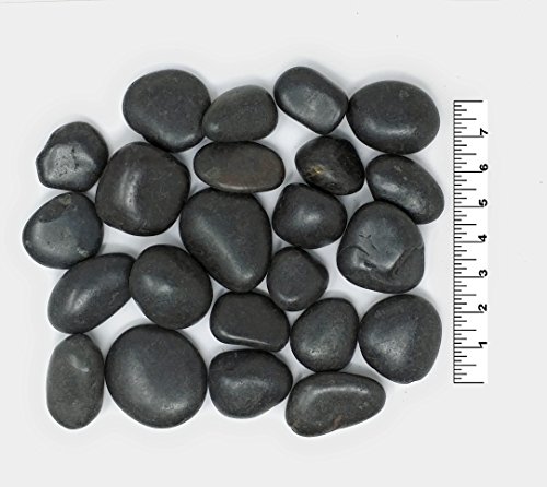 Polished River Rock, Select Color and Size (30-55mm, 4.4 Pounds Black)