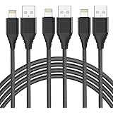 KUOOL Charger for Phone 3 Pack (10 FT/ 6 FT/ 3 FT) Lightning Cable Nylon Braided USB Charger Cord for Phone X/8/8 Plus/7/7 Plus/6/6s Plus/5s/5 and Pad and More (Black)