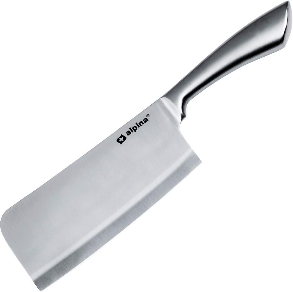 Deuba Alpina Hackbeil Küchenbeil I Edelstahl 18cm Für Knochen Fleisch Küche Messer Hackmesser Metzgerbeil Fleischerbeil