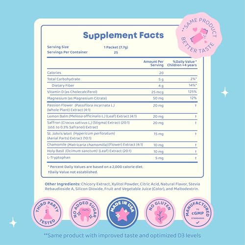 JoySpring Mood Magic for Kids – Natural Mood Support Pixie Sticks Candy with Saffron Extract, Magnesium Citrate & Vitamin D3 | Sugar-Free Powder Drink or Candy | 25 Servings | 4+ Years