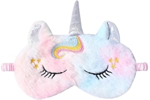Royal Hong Beauty Cute Plush Sleep Mask Kids, Girls Sleep Mask, Kids Sleep Mask in Travel & Nap, Sleep Mask for Kids & for Women, Sleep Mask Kid, Kids Eye Mask,Soft Blindfold-Unicorn/Gradient Gulal