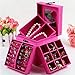 KLOUD City Hot Pink Three-Layer Jewelry Box Organizer Display Storage case with Mirror