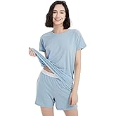 ZSOSBA METARINO Merino Wool Pajamas Women 2 Piece Pjs Lounge Sets Short Sleeve Tops with Shorts Soft Sleepwear Loungewear