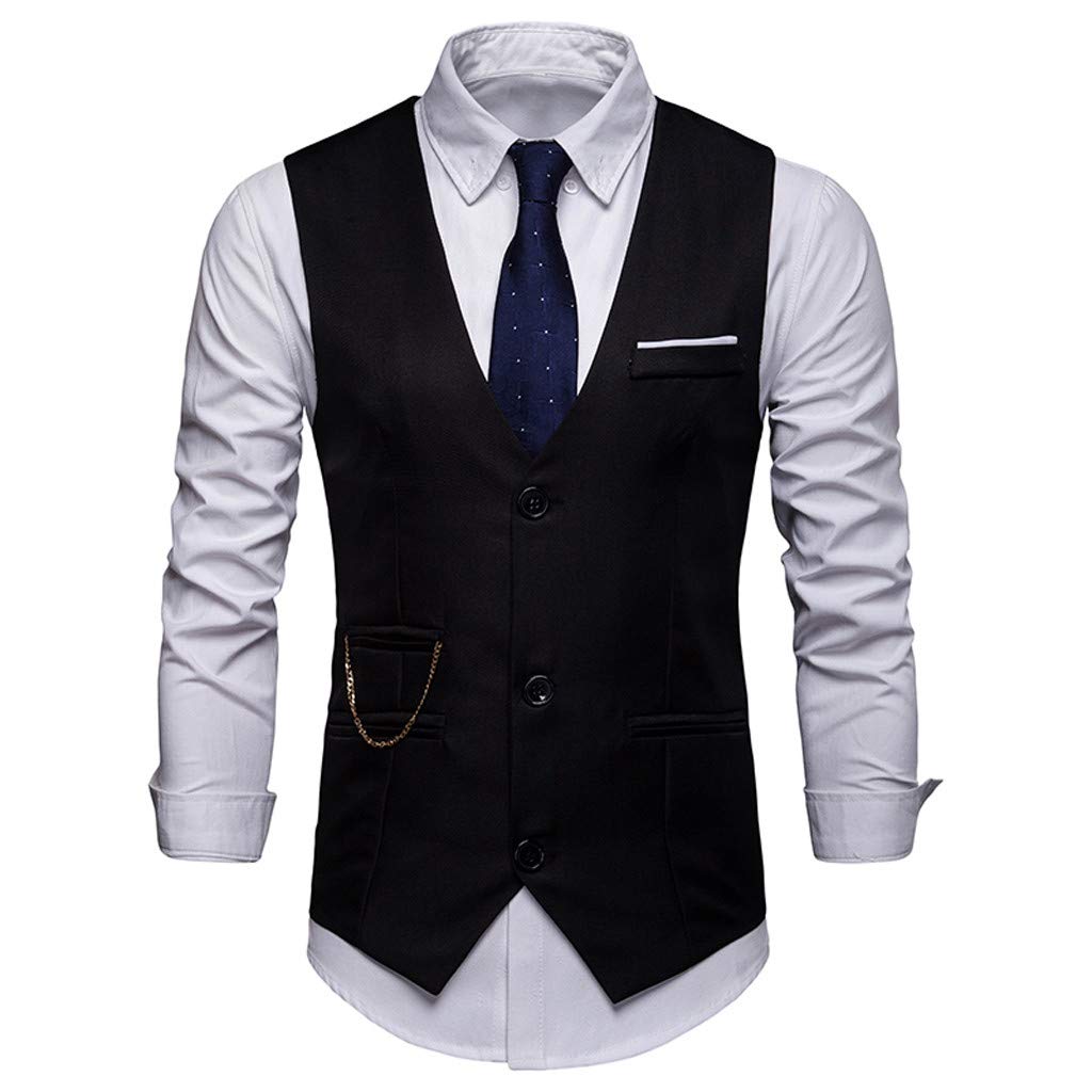Gilet Uomo In Maglia Di Cotone Slim Fit – Scollo A V Senza Maniche, Business Casual, Primavera Autunno, In Tinta Unita