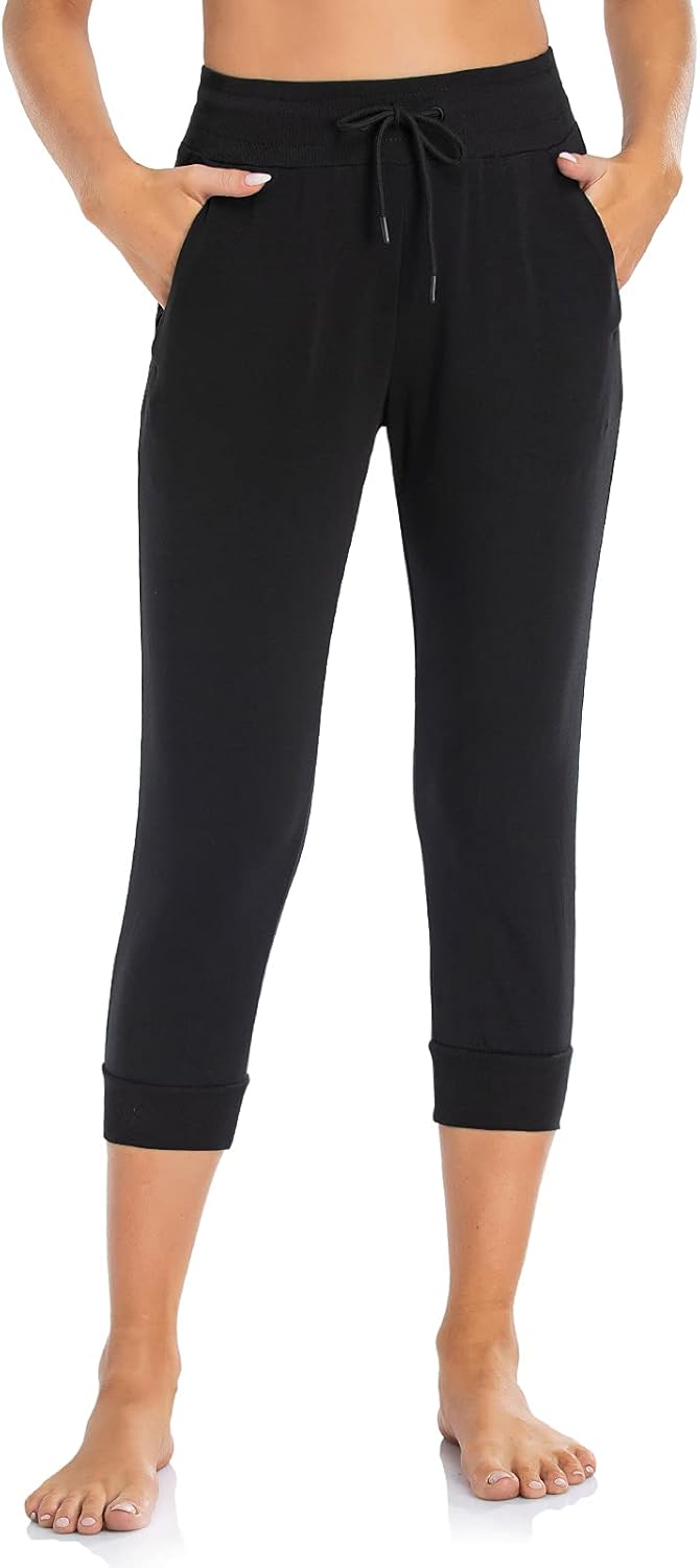 SEVEGO Lightweight Women's 20"/22" Inseam Capri Tall Cotton Soft Jogger with Zipper Pockets: Clothing
