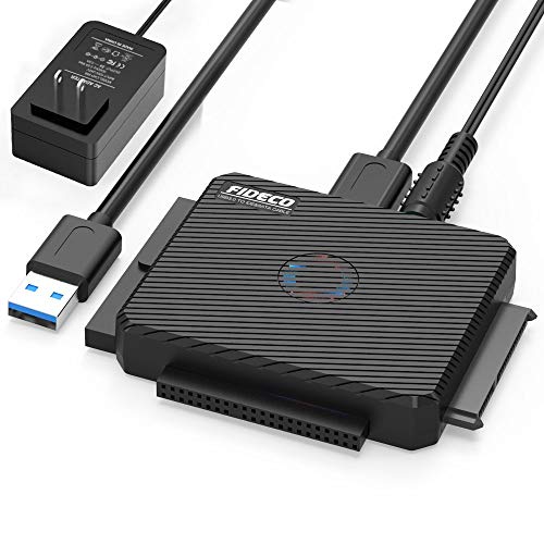 IDE Adapter Cable, FIDECO USB 3.0 to SATA Adapter Hard Drvie Converter IDE Cable for 2.5"/3.5" IDE and SATA III HDD SSD Drives, 5.25-Inch DVD-ROM/CD-ROM/CD-RW/DVD-RW/DVD+RW (IDE Cable PL03) (Renewed)