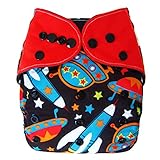 EcoAble Baby Charcoal Bamboo All-In-One AIO Cloth Diaper w/ Pocket, Size 10-30Lb (Rocket)