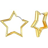 FindChic Hypoallergenic Small Star/Heart/Spike/Square Huggie Earrings for Women 14K Gold/Platinum Plated Cute Hoop Earrings Jewelry Gift for Her, with Gift Box